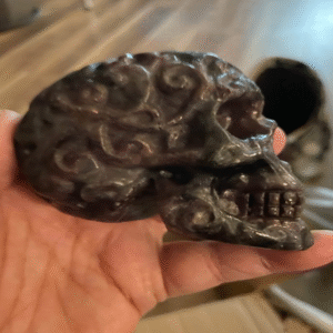 Crystal hand carved garnet skull