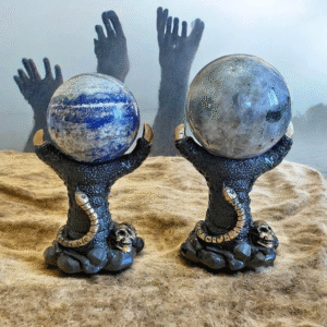 Lapis and labradorite spheres with stands / holders
