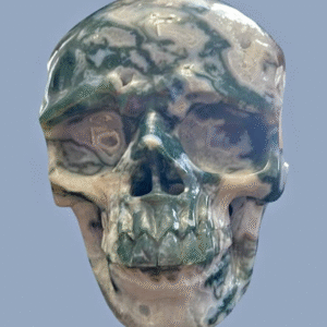 Carved Moss Agate Skull